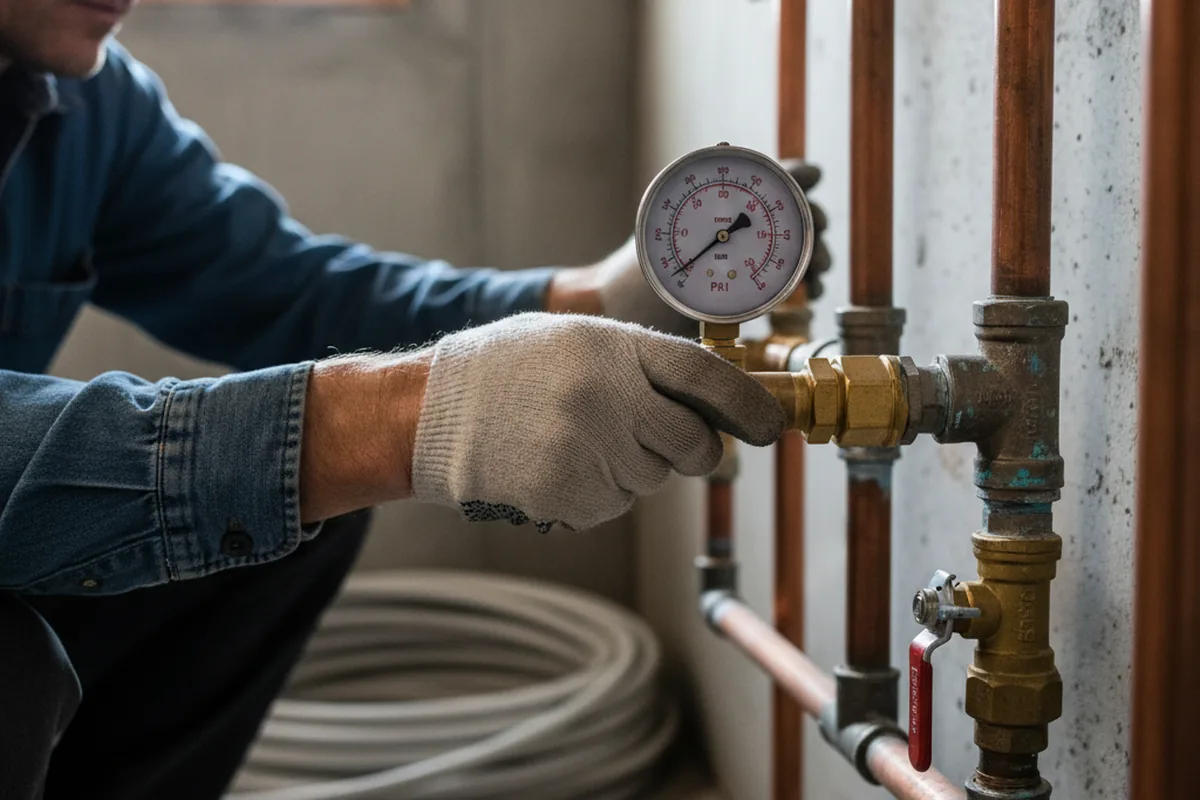 Pressure testing a repaired line during Water Line Repair in Fort Morgan